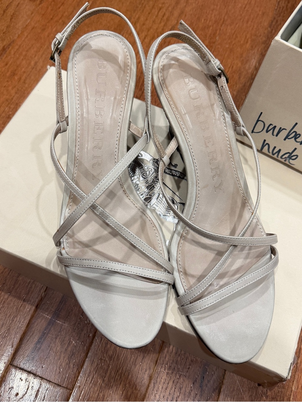 Burberry Nude Strappy Slingback Sandals